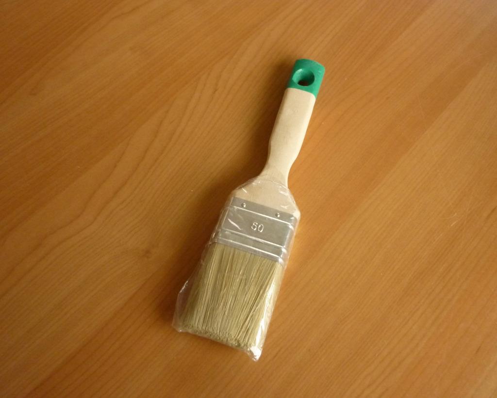 Beige groene houten verfborstel kwast penseel 5 cm, Bricolage & Construction, Matériel de peinture, Enlèvement ou Envoi, Brosse
