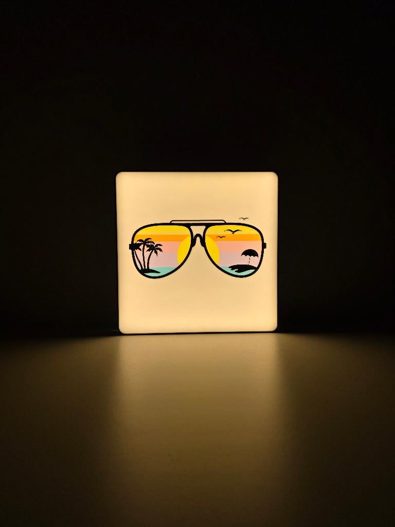 Lampe Lunettes Rétro–Palmiers &Coucher de Soleil–Déco Bohème, Enlèvement ou Envoi, Neuf, Retro, Moins de 50 cm