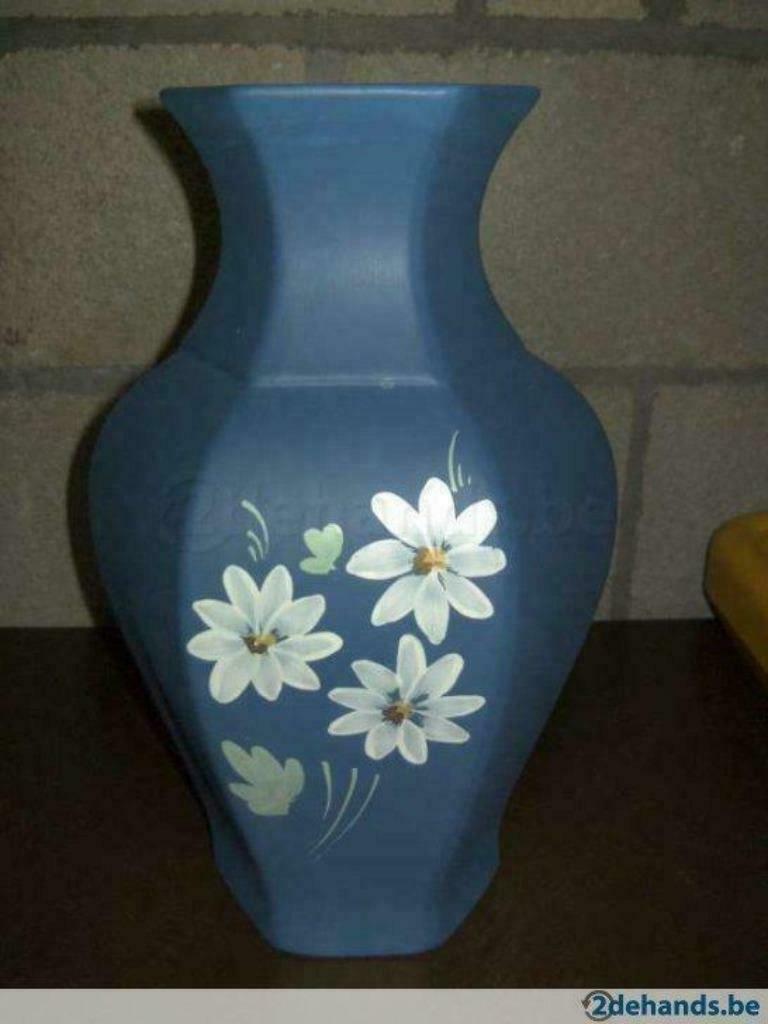 handgeschilderde vaas, Ophalen of Verzenden, Zo goed als nieuw, Blauw