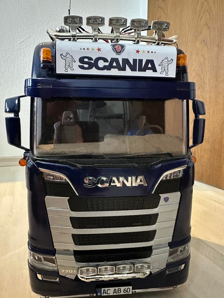 Tamiya Scania 1:14, Ophalen of Verzenden, Zo goed als nieuw, Schaal 1:14