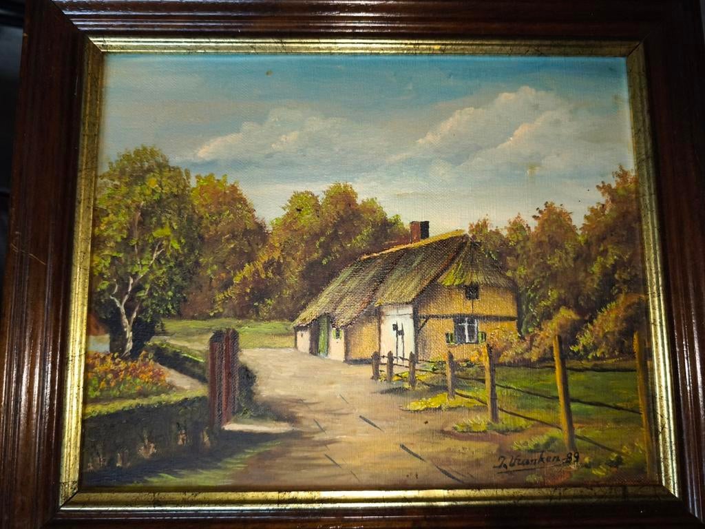 Schilderij hoeve, Antiek en Kunst, Ophalen