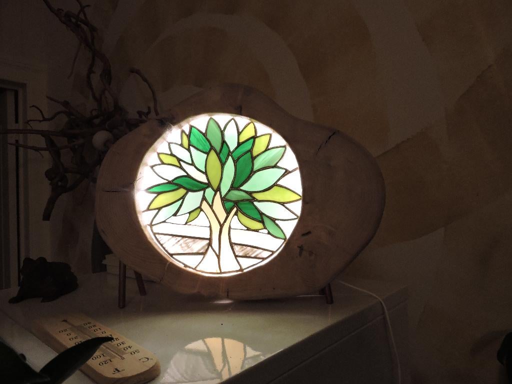 Lampe Arbre de vie, Enlèvement, Comme neuf, Verre, Fait main