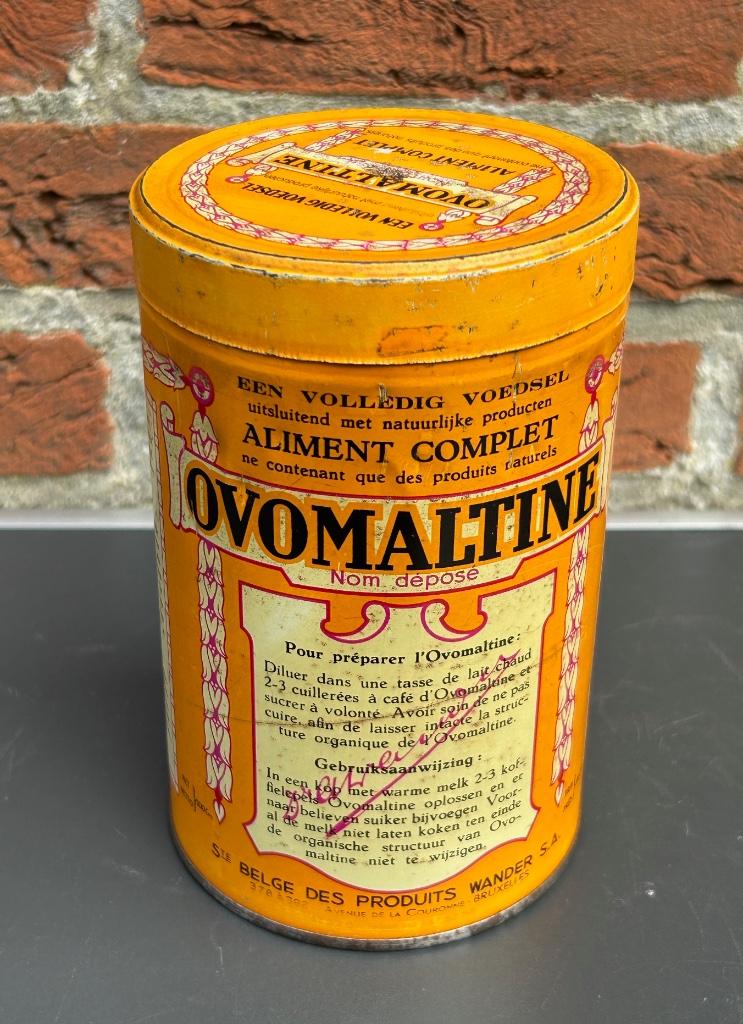 Blikken doos, Ovomaltine, Ophalen of Verzenden, Gebruikt, Verpakking