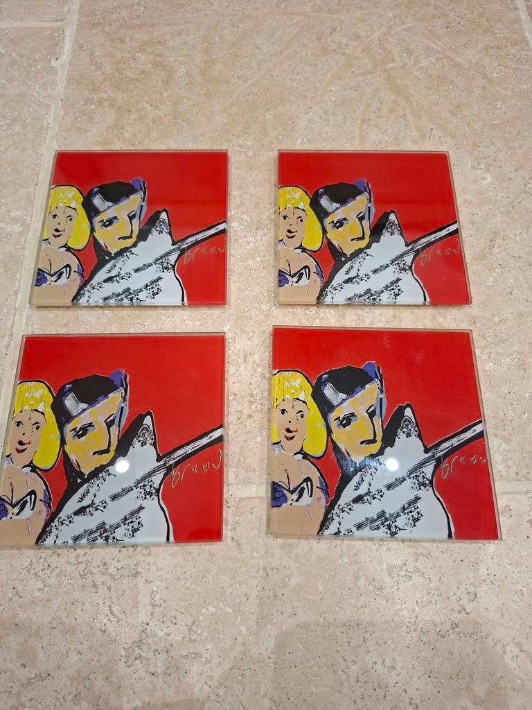 4 onderzetters - Herman Brood, Antiek en Kunst, Ophalen of Verzenden