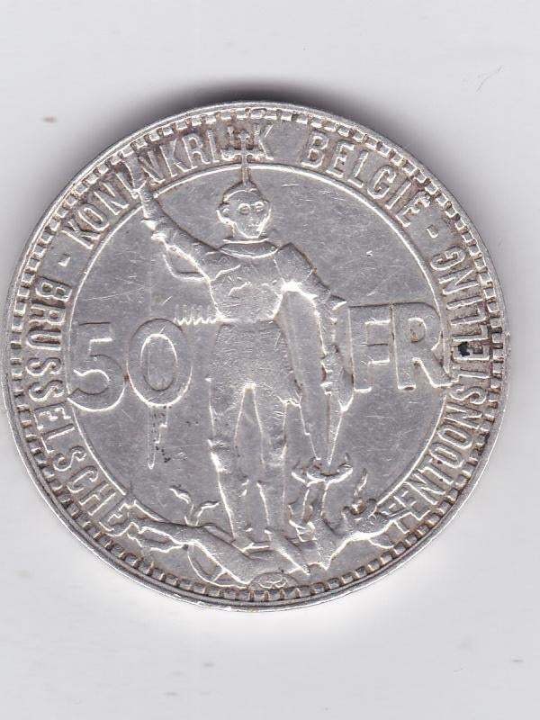 50 Fr - 1935-Vlaams- $poorwegen en Wereldtentoonstelling, Zilver, Ophalen of Verzenden, Losse munt, Zilver