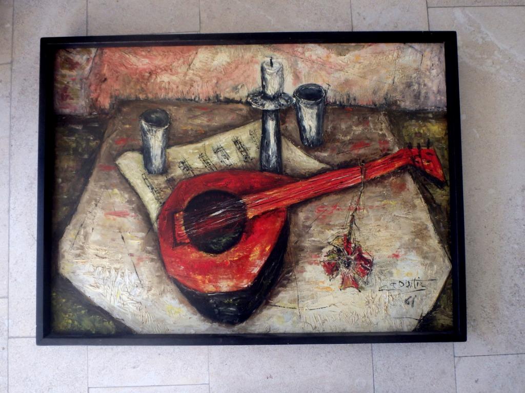 Mature morte Musicale 1961 - ges. Joullin ?, Antiek en Kunst, Kunst | Schilderijen | Klassiek, Ophalen of Verzenden