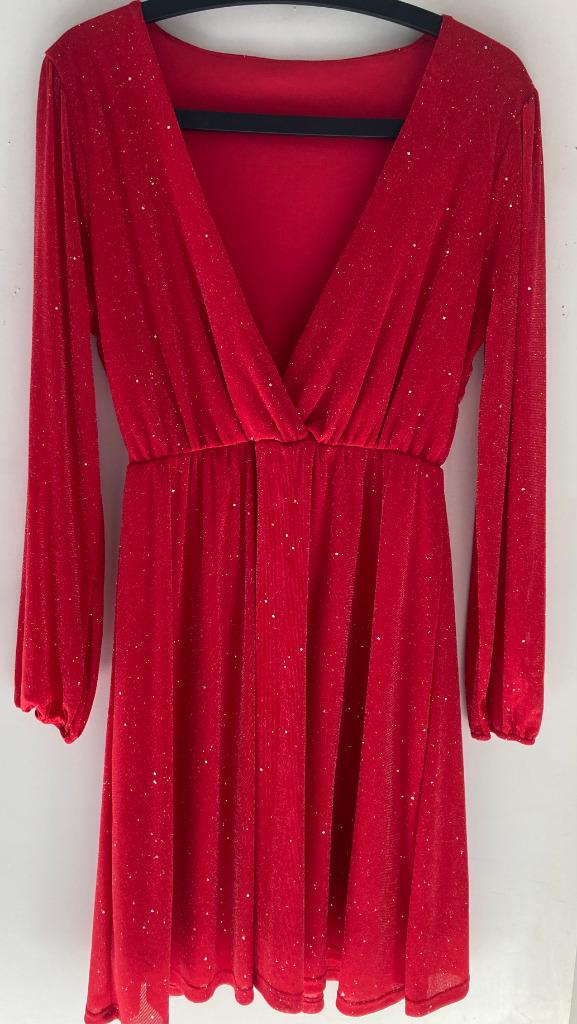 Rode feestjurk met glinsters " EARO" maat medium/38-nieuw, Kleding | Dames, Jurken, Maat 38/40 (M), EARO, Nieuw, Ophalen of Verzenden