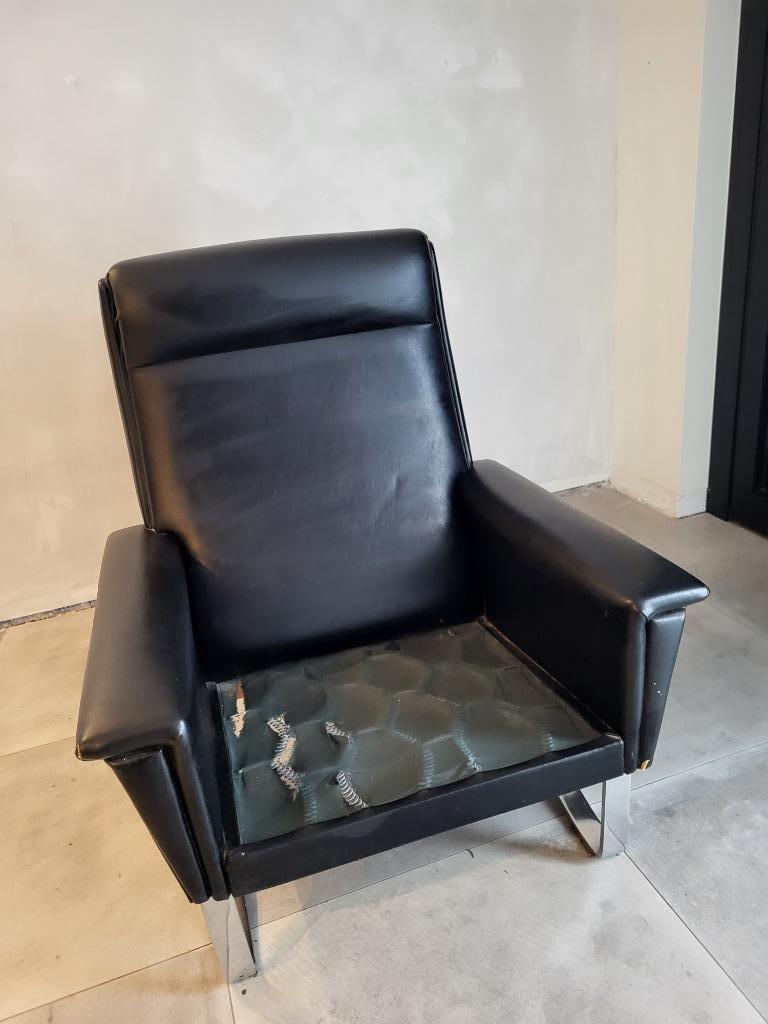 Retro vintage fauteuil, Ophalen, Gebruikt, Stof, 75 tot 100 cm