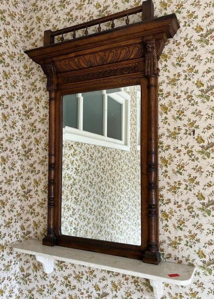 Antieke wandspiegel Neo-Renaissance / Neo-Barok, Ophalen, Rechthoekig, 50 tot 100 cm, 100 tot 150 cm