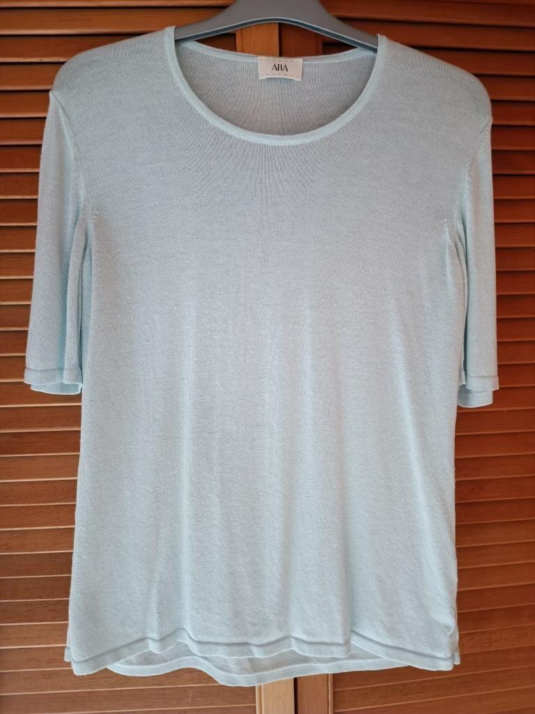 Hemelsblauw t-shirt met korte mouwen - ARA - T42, Ophalen, Blauw, Maat 42/44 (L), Korte mouw