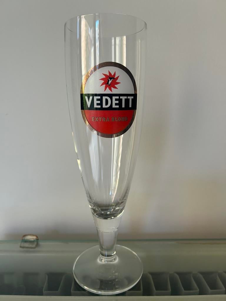 Verres à bière Vedett Extra Blond rouge et blanc 33cl, Enlèvement, Comme neuf