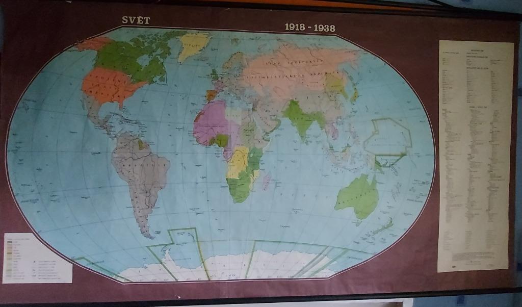 wereldkaart 1918-1938, Boeken, Atlassen en Landkaarten, Overig, Landkaart, 1800 tot 2000, Wereld