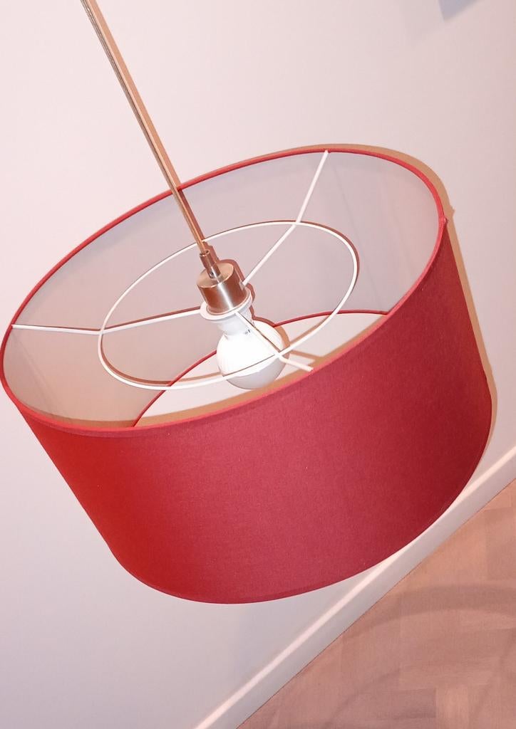 Vintage hanglamp met mooie lampekap, Ophalen, Stof, Vintage, Minder dan 50 cm