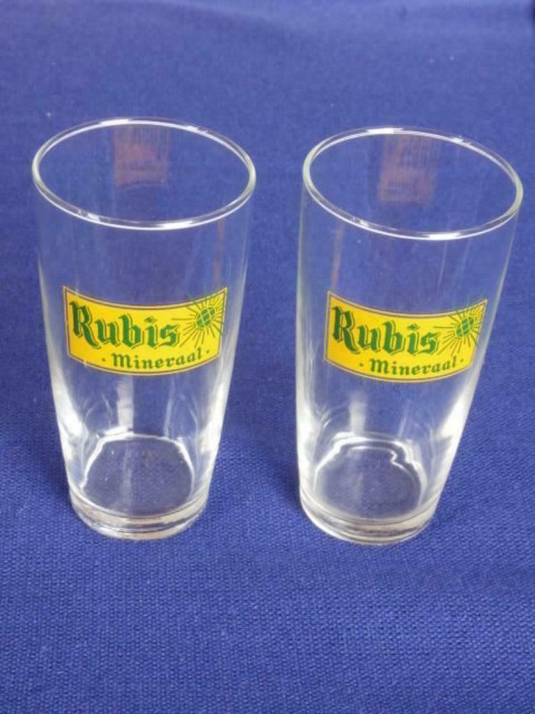 2 verres rétro "RUBIS MINERAL", Enlèvement ou Envoi, Comme neuf, Verre à eau