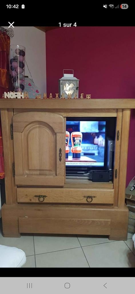 Salle à manger en chêne Massif, Maison & Meubles, Armoires | Mobilier de télévision, Chêne, Enlèvement