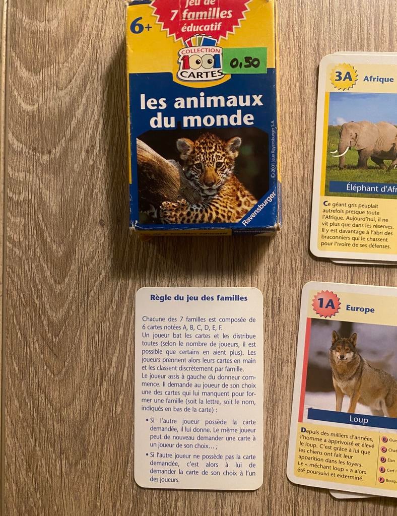 🔥 Franse kwartet - les animaux du monde., Verzamelen, Speelkaarten, Jokers en Kwartetten, Ophalen of Verzenden, Zo goed als nieuw
