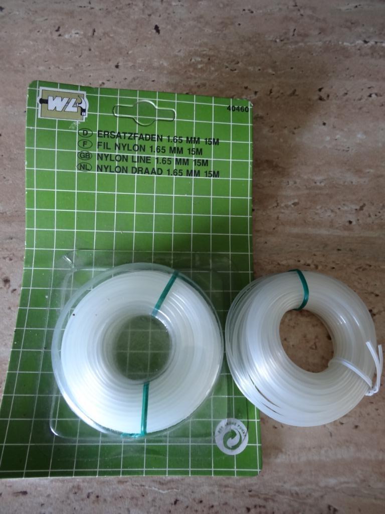 nylon gras strimmer draad: 2 stuks van elk 15 m dikte 1,65mm, Enlèvement ou Envoi, Neuf, Herbe