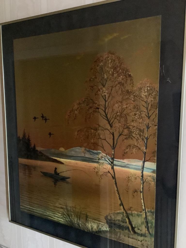 2 x schilderij gold foil painting E Stephens, Enlèvement, Peinture