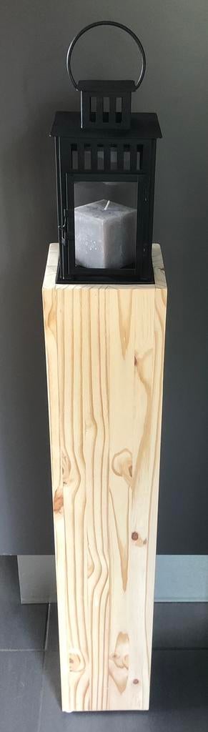 Kandelaar uit steigerhout met windlicht, Zwart, Nieuw, Ophalen of Verzenden, Kandelaar