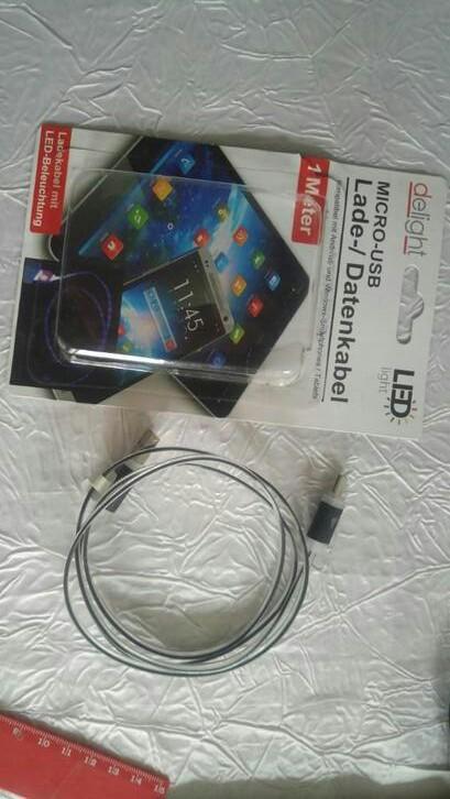 Cable lumineux LED 1m Micro usb allemagne germany, Ophalen of Verzenden, Zo goed als nieuw