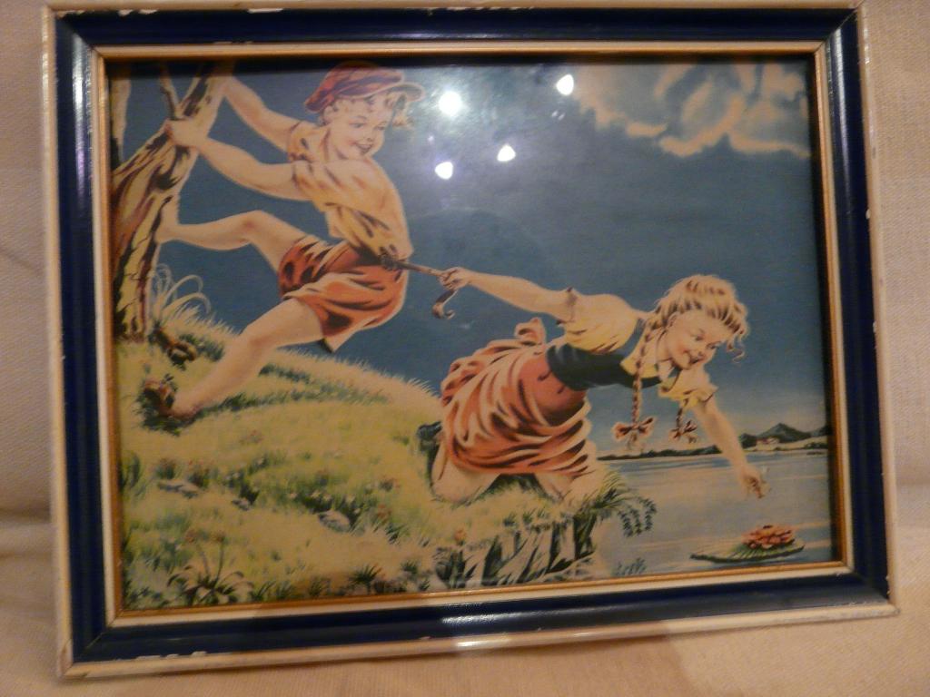 vintage kader met afbeelding:18875" Récolte difficile", Antiek en Kunst, Curiosa en Brocante, Ophalen