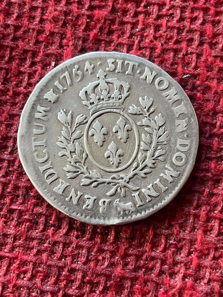 Antieke zilver munt Frankrijk 1754, Enlèvement, France, Argent