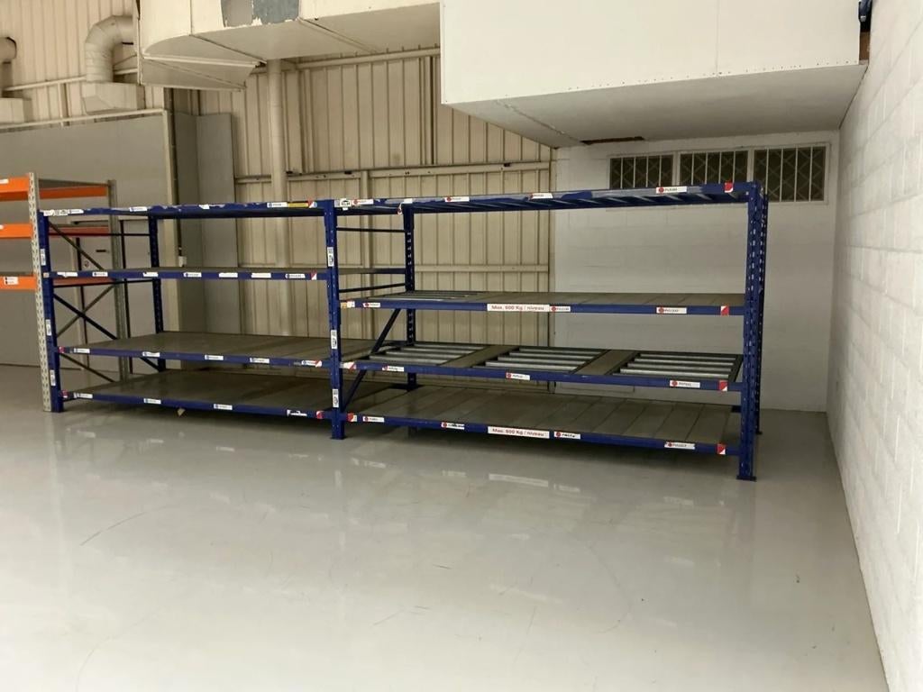 Industriële magazijnstelling met liggers en rollerbanen, Zakelijke goederen, Kantoor en Winkelinrichting | Magazijn, Stelling en Opslag