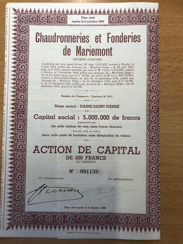 Action chaudronneries et fonderies de Mariemont, Action