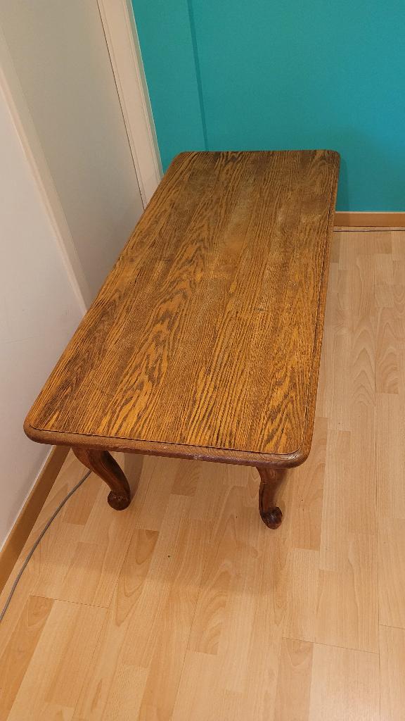 Table basse de salon en bois massif, Ophalen, Gebruikt, 100 tot 150 cm, Eikenhout