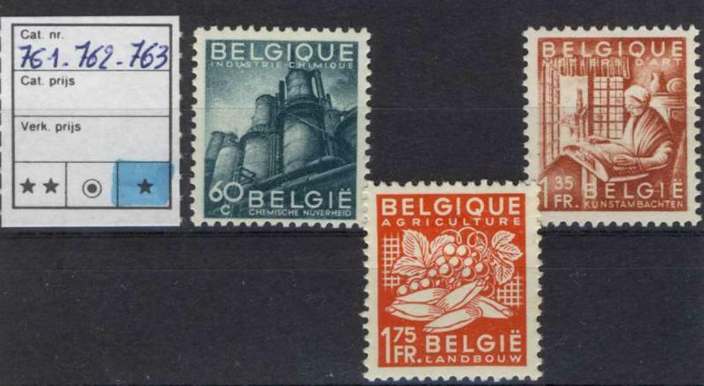 Belgie Obp nr 761+762+763*, Sans timbre, Trace d'autocollant, Enlèvement ou Envoi, Non oblitéré