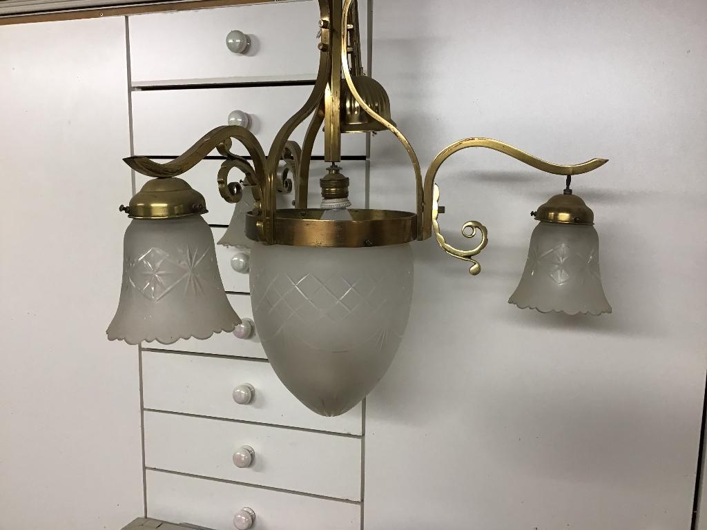 Antieke kopere luster, Antiek en Kunst, Ophalen, Koper