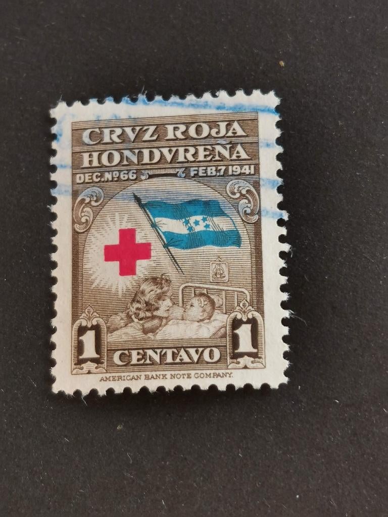 Honduras 1945 - Rode Kruis, vlag, Ophalen of Verzenden, Gestempeld, Midden-Amerika