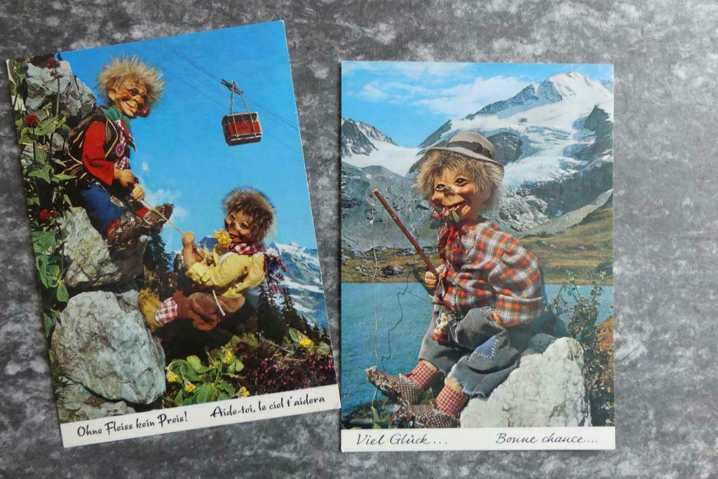 2 postkaarten uit Zwitserland, Enlèvement ou Envoi, Non affranchie, Europe autre