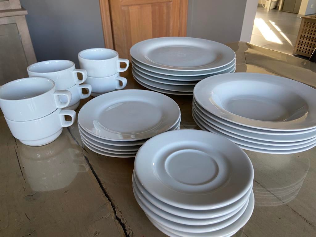 Wit servies 6-delig, Poterie, Enlèvement, Utilisé, Uni