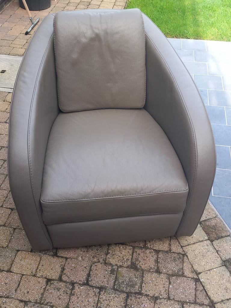 Lederen kuipzetel, Huis en Inrichting, Fauteuils, Ophalen