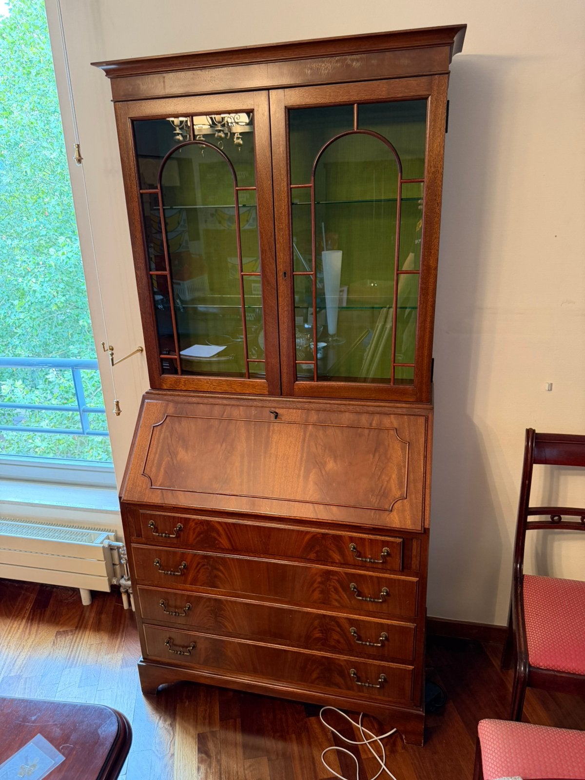 Secrétaire bibliothèque vitrine en acajou XIXe – anglais