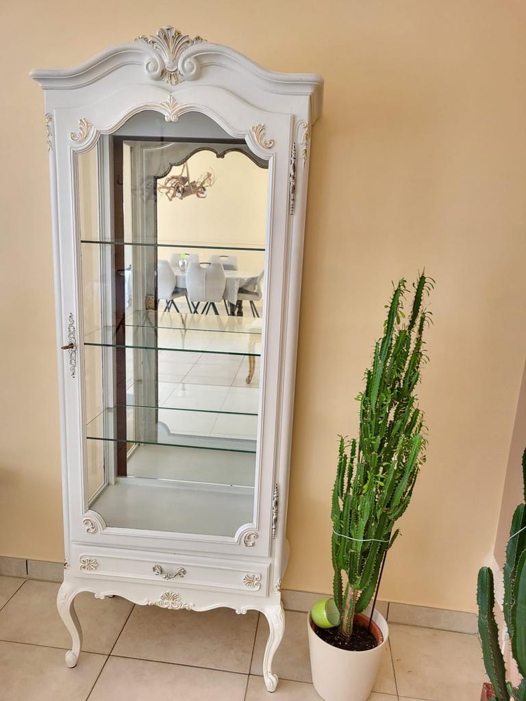 Vitrine style baroque blanc & doré, Huis en Inrichting, Kasten | Vitrinekasten, Zo goed als nieuw, Glas, Ophalen