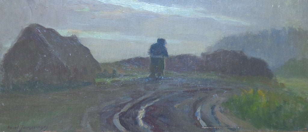 KAREL JONGELINGHS / WANDELAAR VELD / OLIEVERF PANEEL 25x49cm, Enlèvement ou Envoi