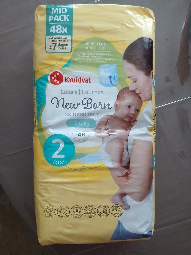 Couches Kruidvat taille 2. 7€ pour deux paquets., Enfants & Bébés, Enlèvement