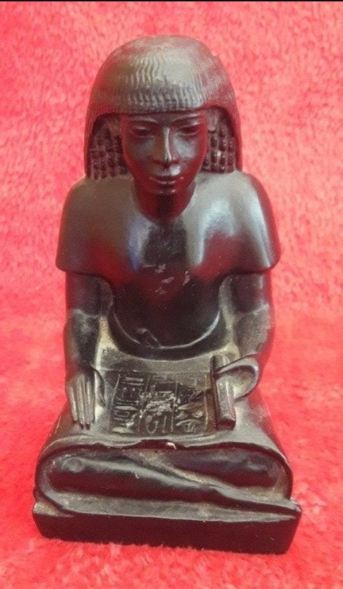 Statue de Nebmertouf protégée par le dieu « THOT »., Antiquités & Art, Enlèvement ou Envoi