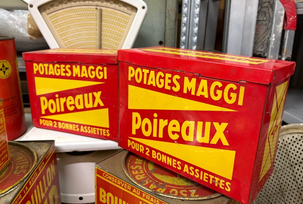 MAGGI POIREAUX 2 grandes boîtes métal. 1930, Collections, Enlèvement ou Envoi