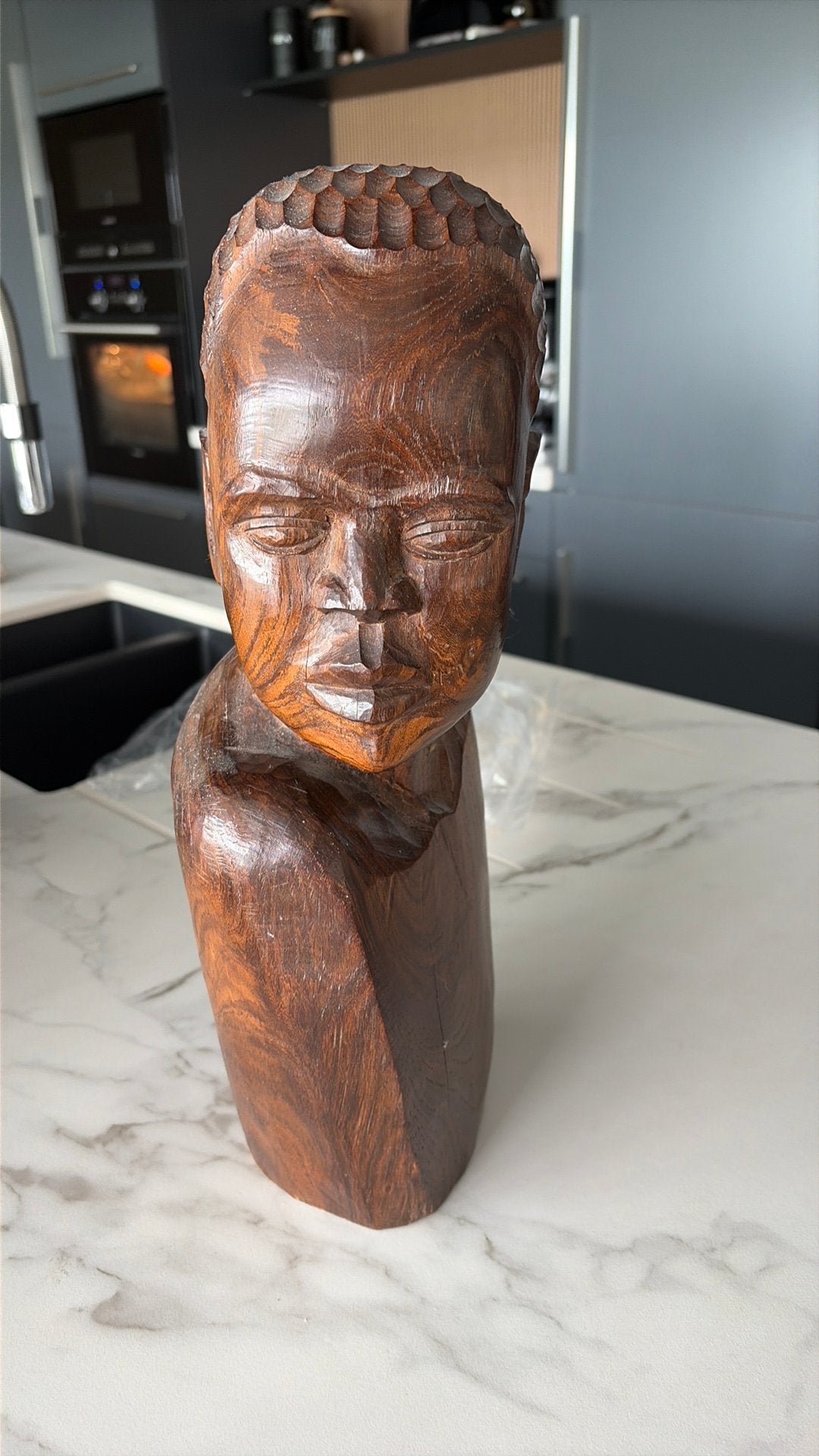 Tête africaine, Antiquités & Art, Afrique, Bois, Brun, Buste