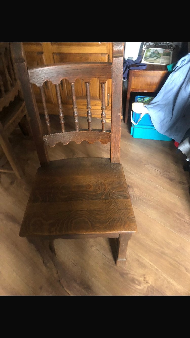 4 Chaises  antique Bois massif très solide, Maison & Meubles, Chaises, Enlèvement, Comme neuf, Bois, Une