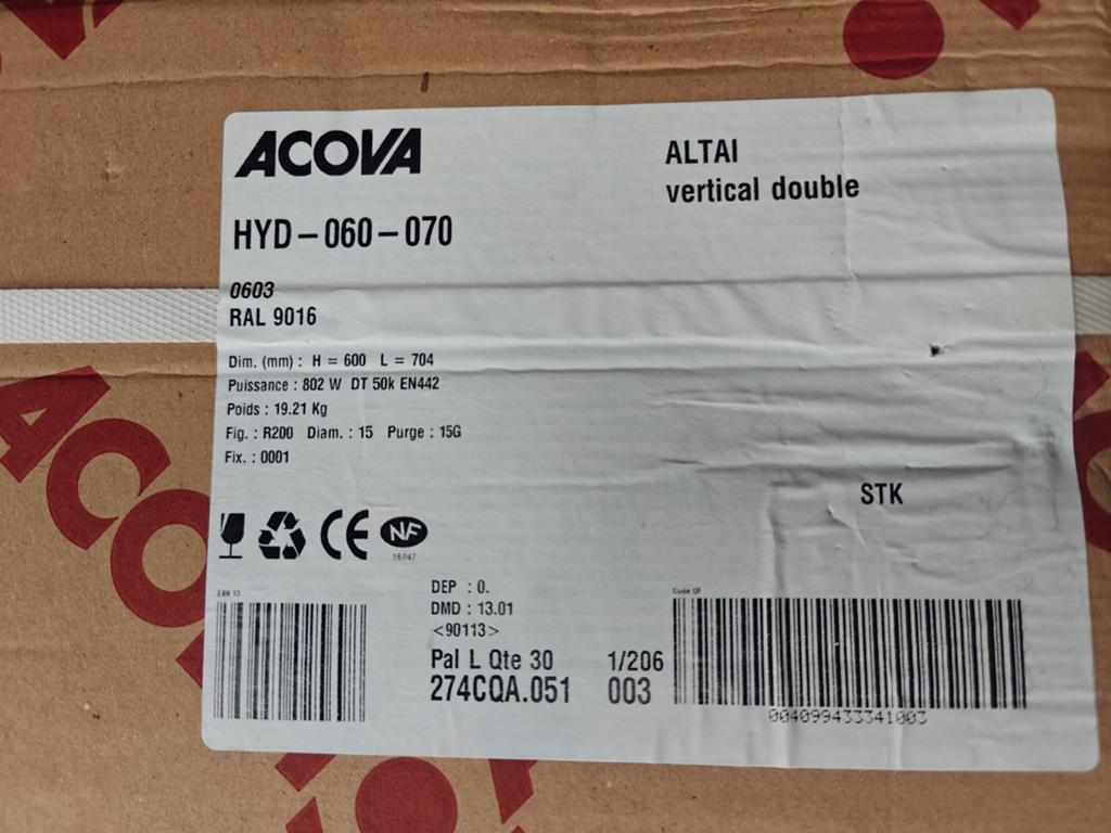 2 Radiateur acova 60*70 neufs blancs, Haut rendement (HR), Radiateur, 30 à 80 cm, 60 à 150 cm