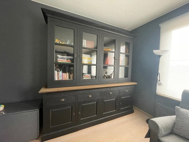 Vitrine, Teck, 200 cm ou plus, Comme neuf, Landelijk