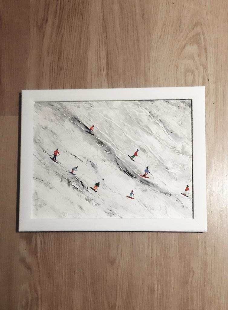 "Skiing." Schilderij., Antiek en Kunst, Ophalen of Verzenden