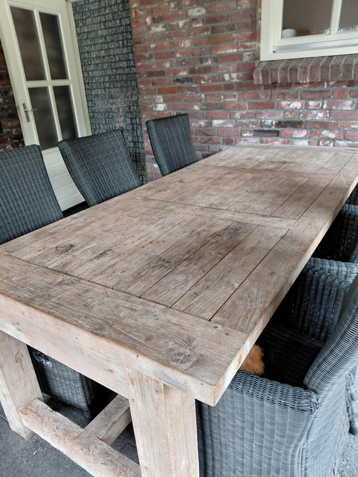 teak houten kloostertafel, Jardin & Terrasse, Tables de jardin, Enlèvement, Rectangulaire, Bois de teck