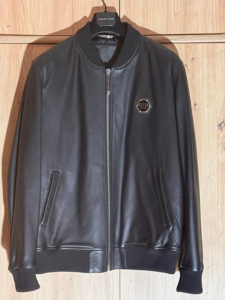 Philipp Plein lederen bomberjas, XXL, nieuw!, Vêtements | Hommes, Vestes | Été, Neuf, Autres tailles, Noir, Enlèvement