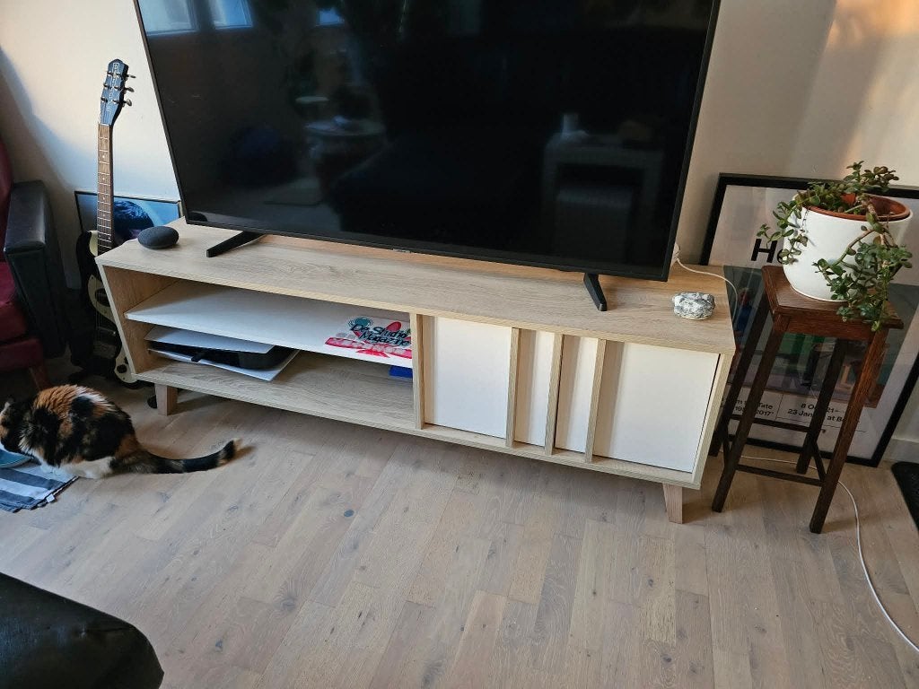 Houten tv-meubel 150 cm, 25 à 50 cm, Modern, Scandinavisch, Moins de 100 cm, Comme neuf