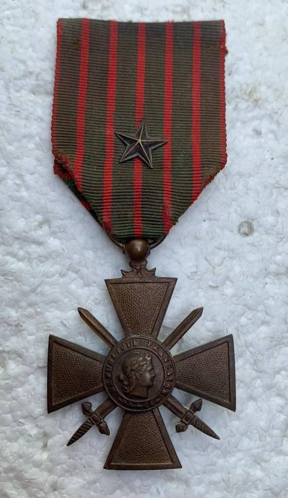Medaille, Franse Croix de Guerre, 1914-17 Versie mt STER, Collections, Enlèvement ou Envoi, Armée de terre, Ruban, Médaille ou Ailes